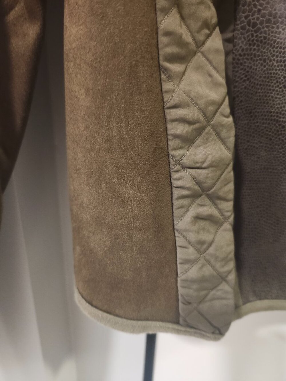 Olive Green Quilted Jacket | Asymmetrical Wrap Front | - Picture 2 of 3